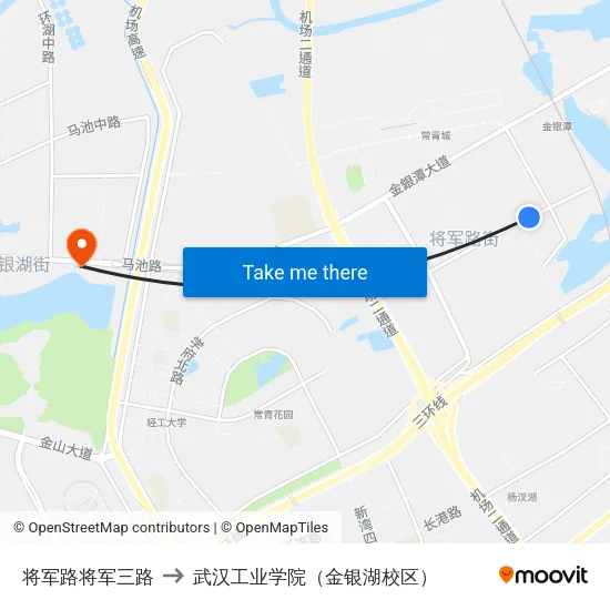 将军路将军三路 to 武汉工业学院（金银湖校区） map