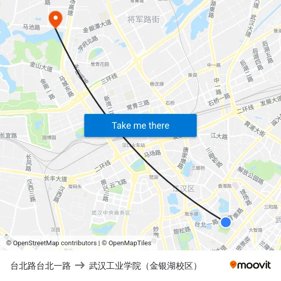 台北路台北一路 to 武汉工业学院（金银湖校区） map