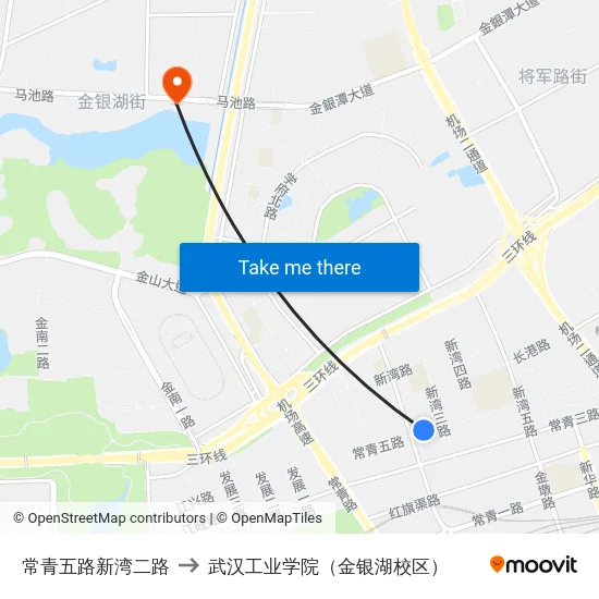 常青五路新湾二路 to 武汉工业学院（金银湖校区） map