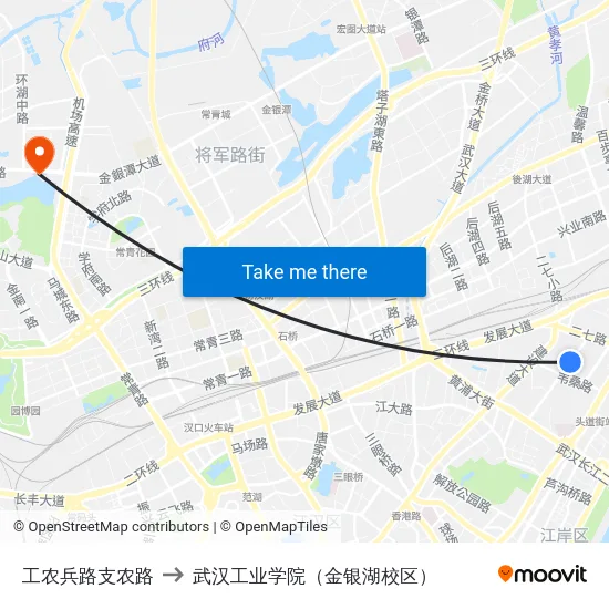 工农兵路支农路 to 武汉工业学院（金银湖校区） map
