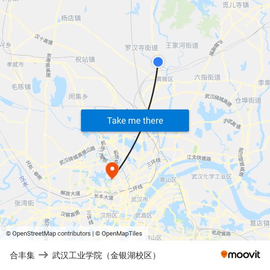合丰集 to 武汉工业学院（金银湖校区） map