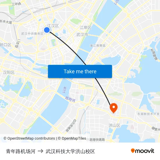 青年路机场河 to 武汉科技大学洪山校区 map