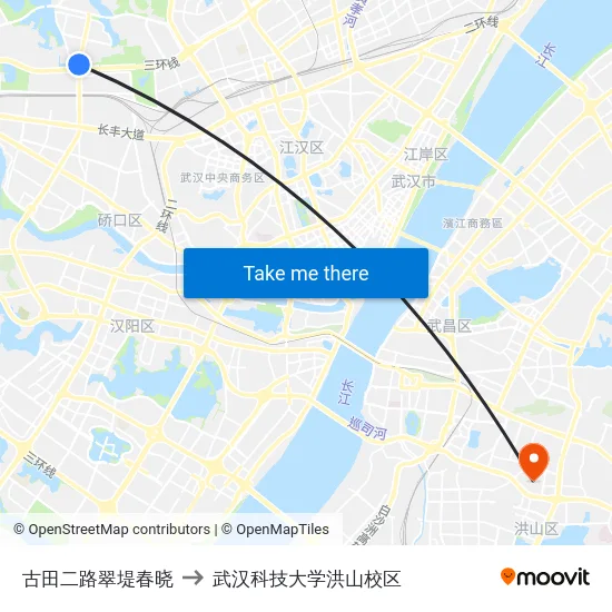 古田二路翠堤春晓 to 武汉科技大学洪山校区 map