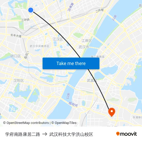 学府南路康居二路 to 武汉科技大学洪山校区 map