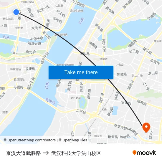 京汉大道武胜路 to 武汉科技大学洪山校区 map