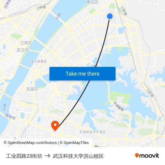 工业四路23街坊 to 武汉科技大学洪山校区 map