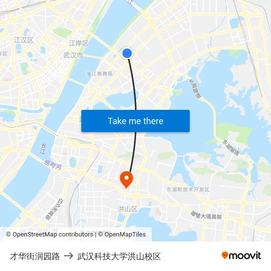 才华街润园路 to 武汉科技大学洪山校区 map