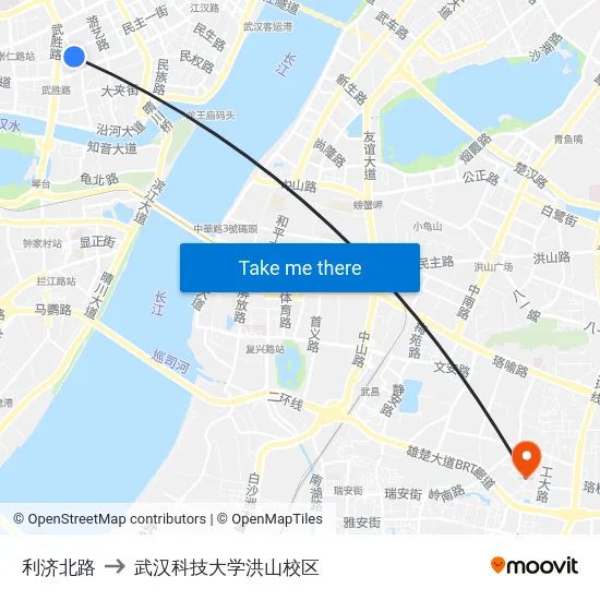 利济北路 to 武汉科技大学洪山校区 map