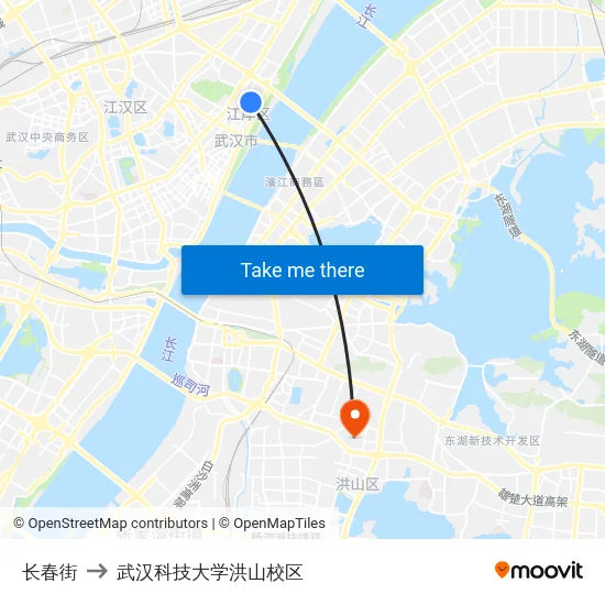 长春街 to 武汉科技大学洪山校区 map
