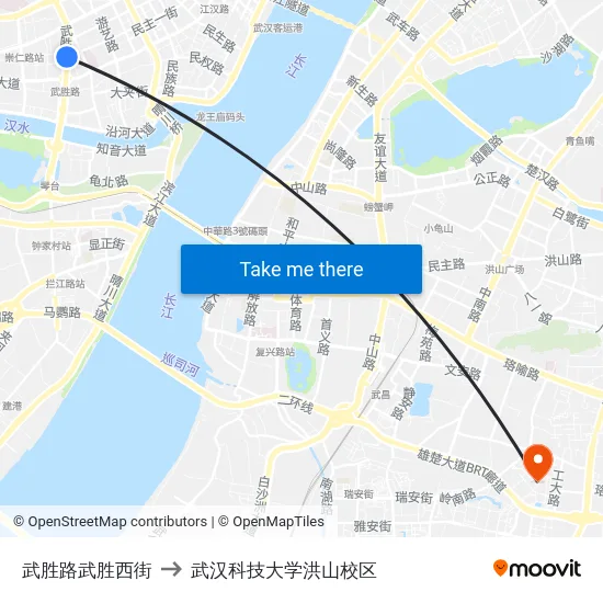 武胜路武胜西街 to 武汉科技大学洪山校区 map