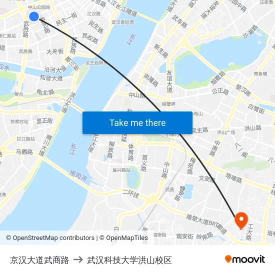 京汉大道武商路 to 武汉科技大学洪山校区 map