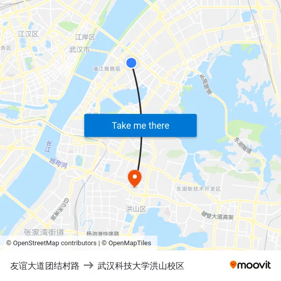 友谊大道团结村路 to 武汉科技大学洪山校区 map