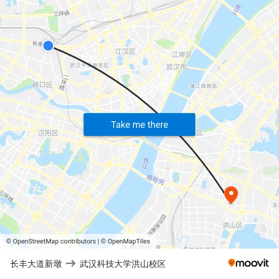 长丰大道新墩 to 武汉科技大学洪山校区 map