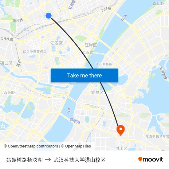 姑嫂树路杨汊湖 to 武汉科技大学洪山校区 map