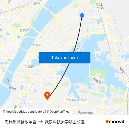 恩施街武钢少年宫 to 武汉科技大学洪山校区 map