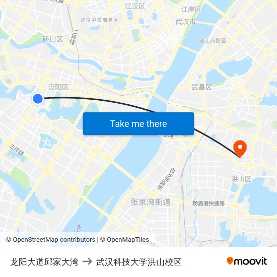 龙阳大道邱家大湾 to 武汉科技大学洪山校区 map
