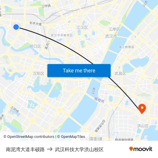 南泥湾大道丰硕路 to 武汉科技大学洪山校区 map