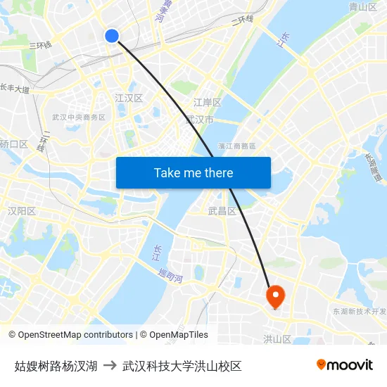 姑嫂树路杨汊湖 to 武汉科技大学洪山校区 map