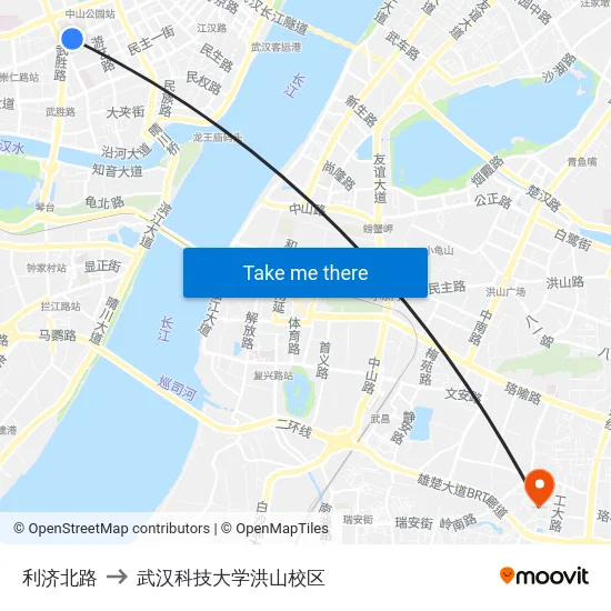利济北路 to 武汉科技大学洪山校区 map