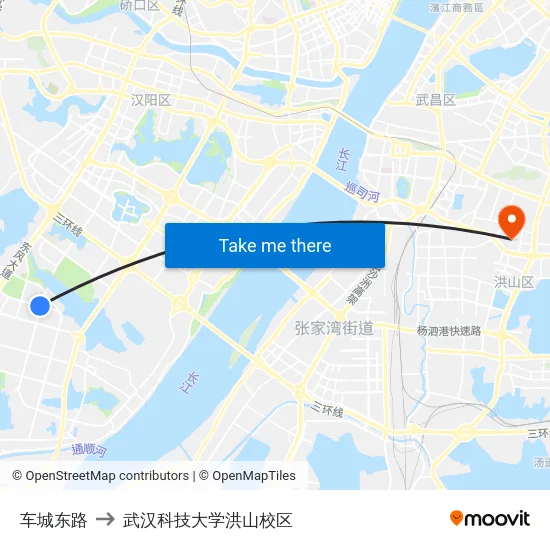 车城东路 to 武汉科技大学洪山校区 map