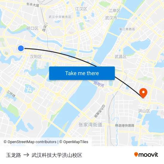 玉龙路 to 武汉科技大学洪山校区 map