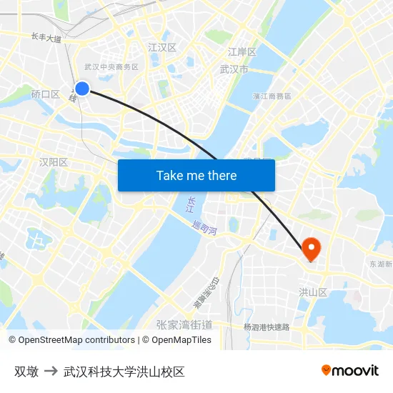双墩 to 武汉科技大学洪山校区 map