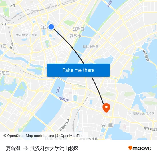 菱角湖 to 武汉科技大学洪山校区 map
