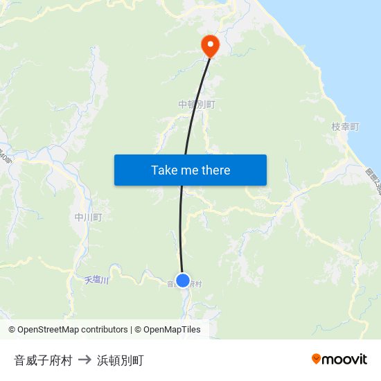 音威子府村 to 浜頓別町 map