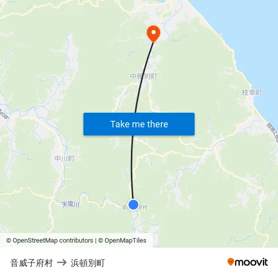 音威子府村 to 浜頓別町 map