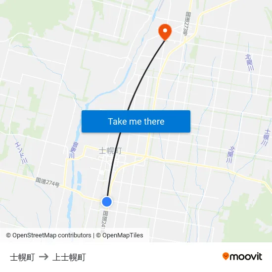 士幌町 to 上士幌町 map
