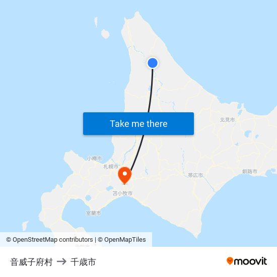 音威子府村 to 千歳市 map