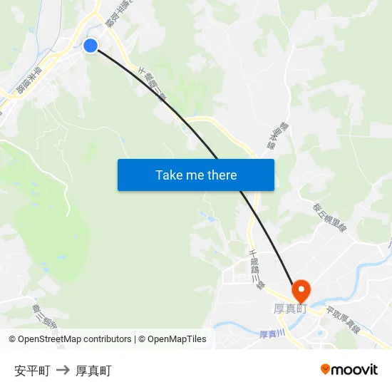 安平町 to 厚真町 map
