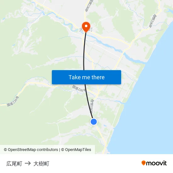 広尾町 to 大樹町 map