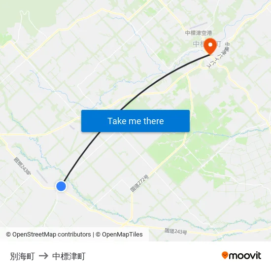別海町 to 中標津町 map