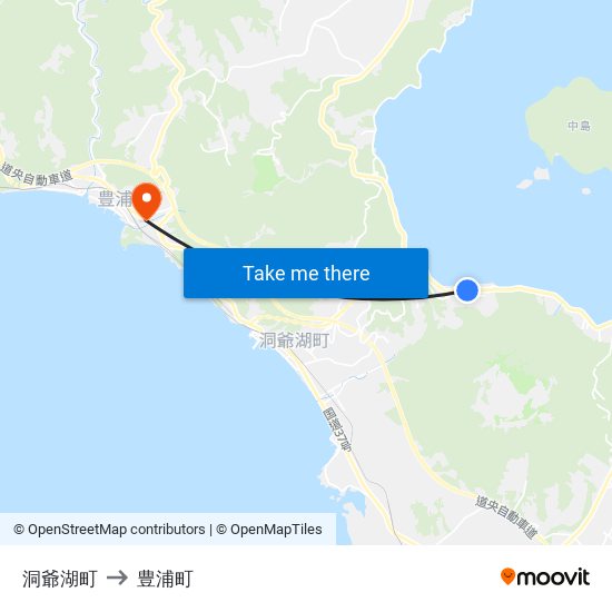 洞爺湖町 to 豊浦町 map