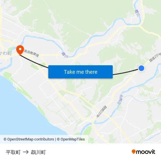 平取町 to 鵡川町 map