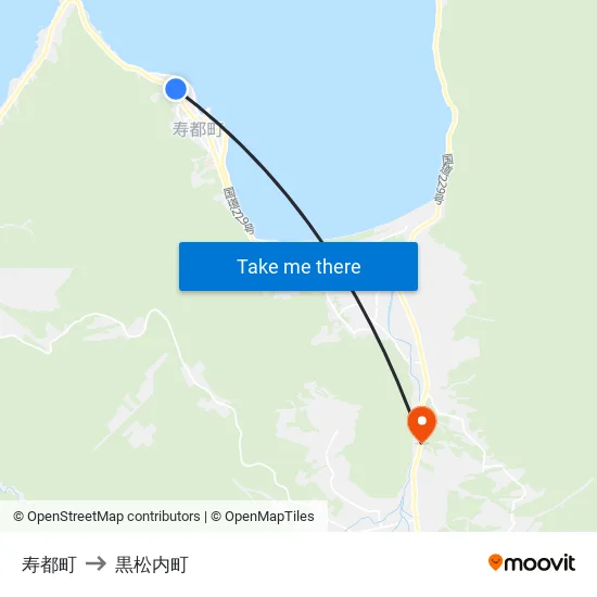 寿都町 to 黒松内町 map