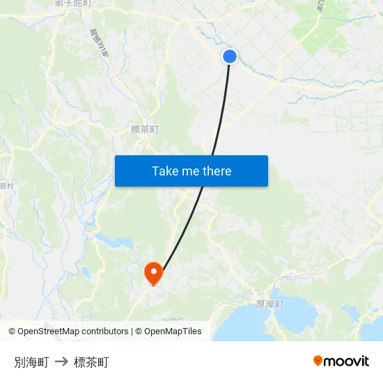 別海町 to 標茶町 map