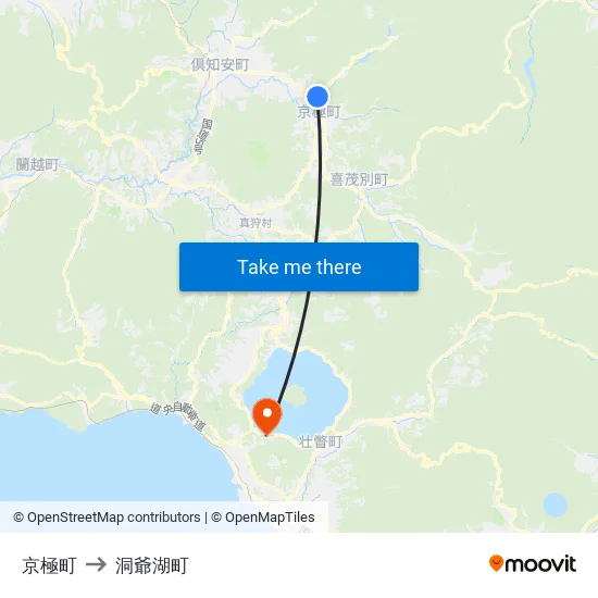 京極町 to 洞爺湖町 map