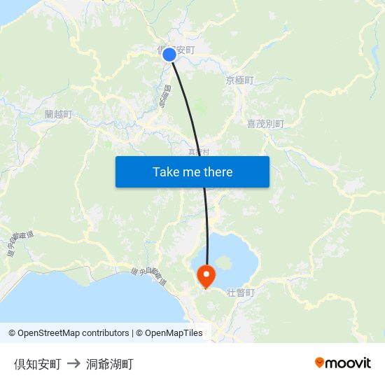 倶知安町 to 洞爺湖町 map