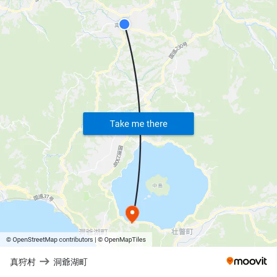 真狩村 to 洞爺湖町 map
