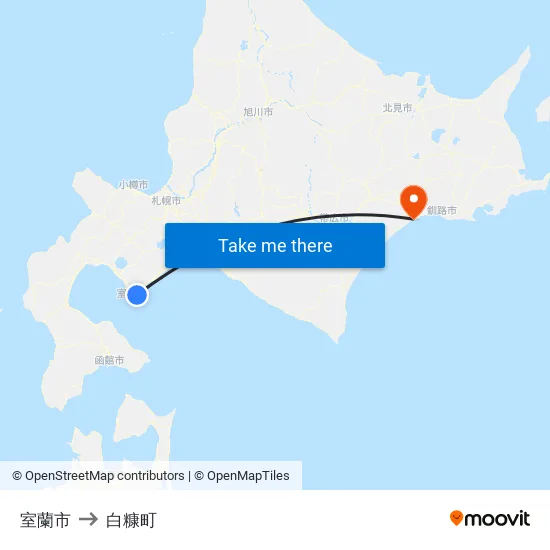 室蘭市 to 白糠町 map