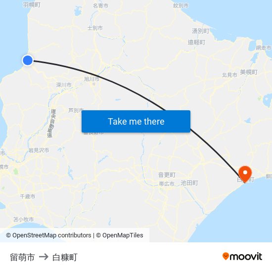 留萌市 to 白糠町 map