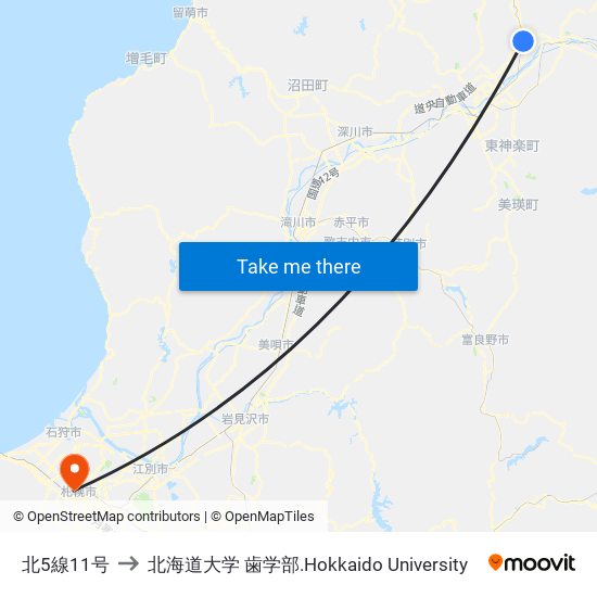 北5線11号 to 北海道大学 歯学部.Hokkaido Universitу map