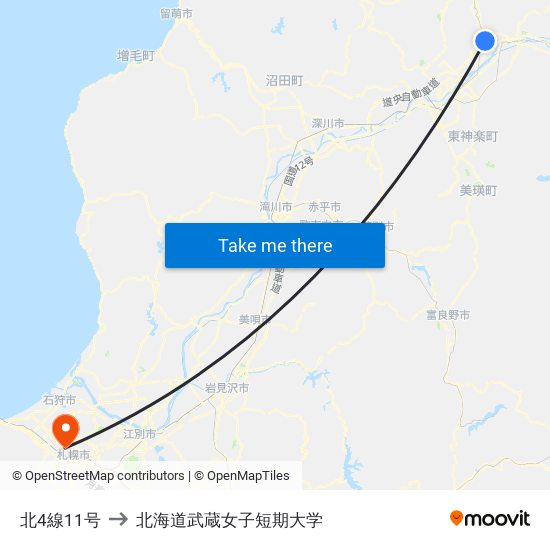 北4線11号 to 北海道武蔵女子短期大学 map