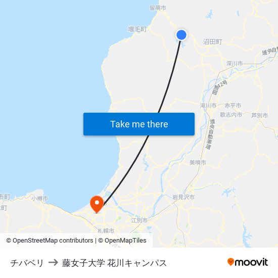 チバベリ to 藤女子大学 花川キャンパス map