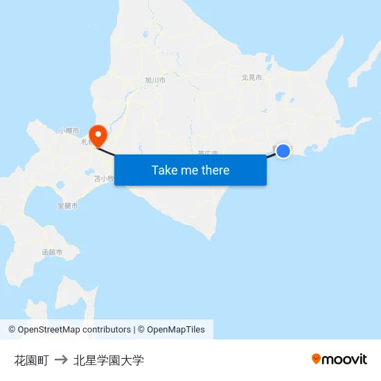 花園町 to 北星学園大学 map
