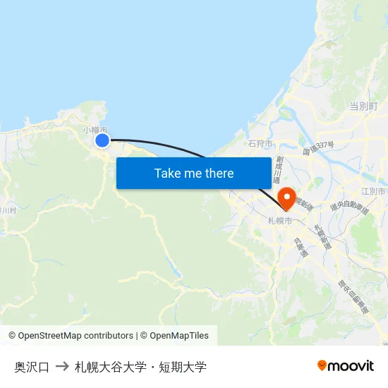 奥沢口 to 札幌大谷大学・短期大学 map