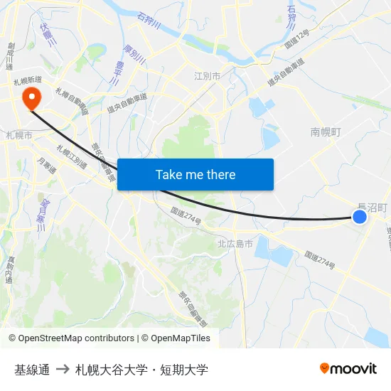 基線通 to 札幌大谷大学・短期大学 map