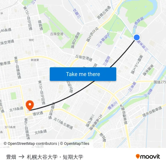 豊畑 to 札幌大谷大学・短期大学 map